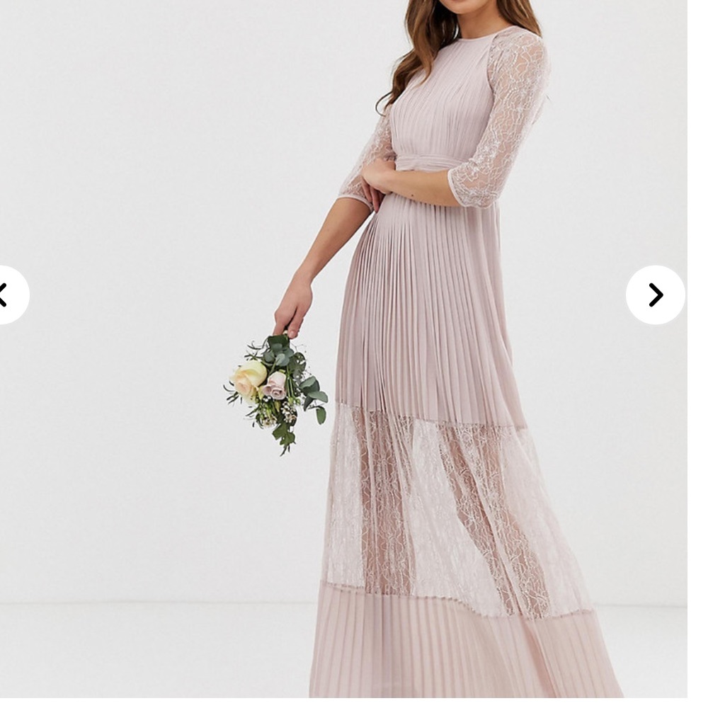 TFNC lace bridesmaid pleated maxi dress taupe